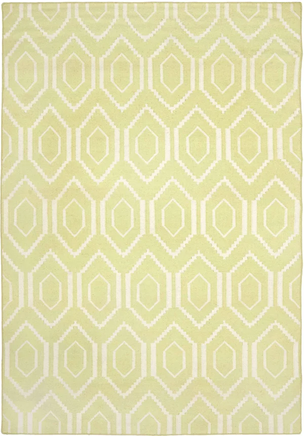 Safavieh DHU556A Dhurries Area Rug - Green, Ivory: 6-ft x 9-ft