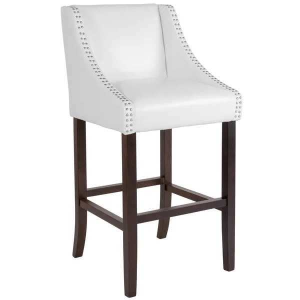 Lancaster Home 2 Pk. 30x22 High Transitional Barstool with Accent Nail Trim - 20x22W x 22x22D x 42x22H - Light Grey Leather
