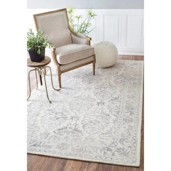 nuLOOM Krause Faded Floral Gray 2 ft. 6 in. x 12 ft. Indoor Runner Rug