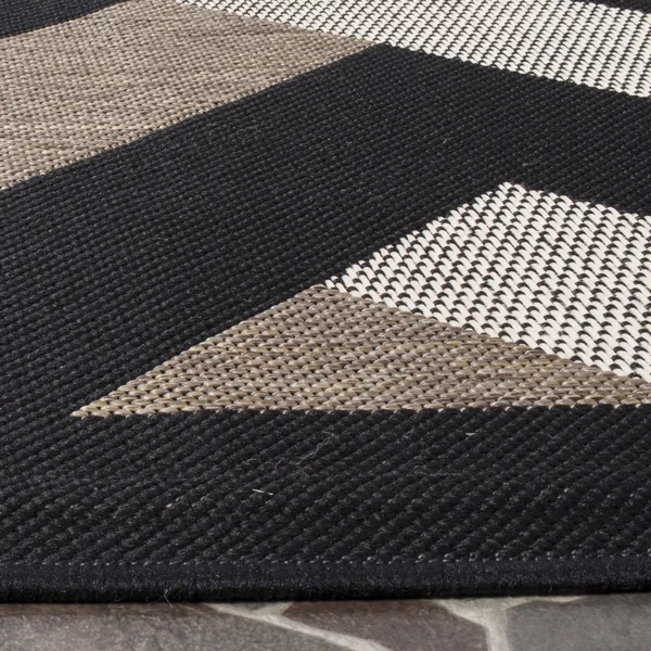 Safavieh Indoor/ Outdoor Courtyard Navy/ Beige Rug - 8& x 11&