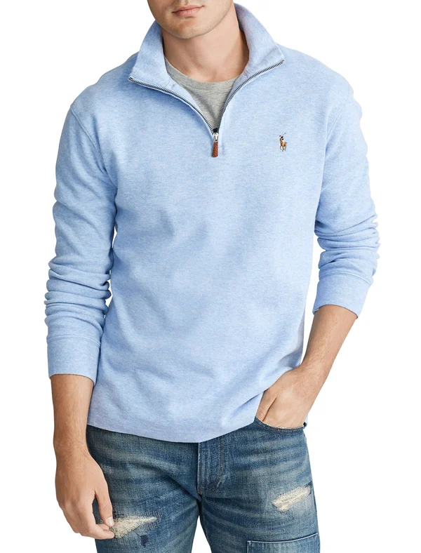Polo Ralph Lauren Men's Big & Tall Estate-Rib Quarter-Zip Pullover - Jamaica Heather
