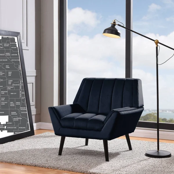 Hartman Mid Century Modern Arm Chair, Navy Blue