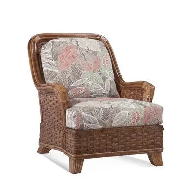 Somerset 33x22 Wide Armchair Braxton Culler Driftwood/Blue and Beige Performance Stripe; 0258-61