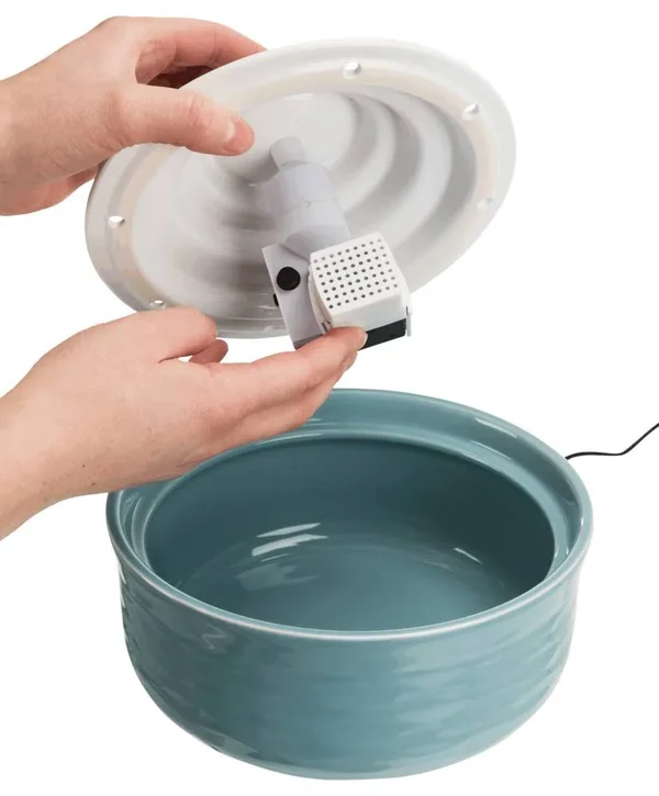 Trixie Drinking Fountain Vital Falls in Ceramic 1.5 LT (Petrol, White)