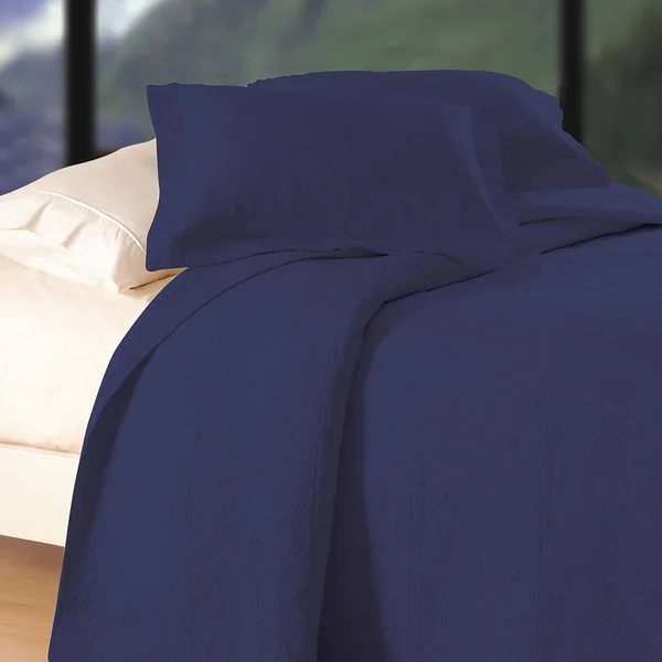 Indigo Quilted Matelasse Twin Quilt