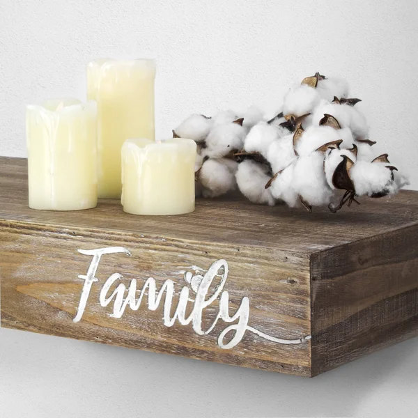 American Art Decor Family Wood Floating Wall Shelf, Brown