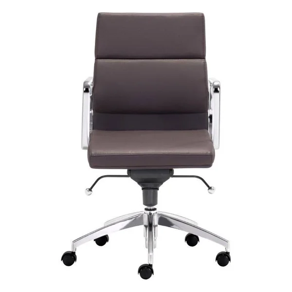 Brika Home Low Back Faux Leather Office Chair in Espresso