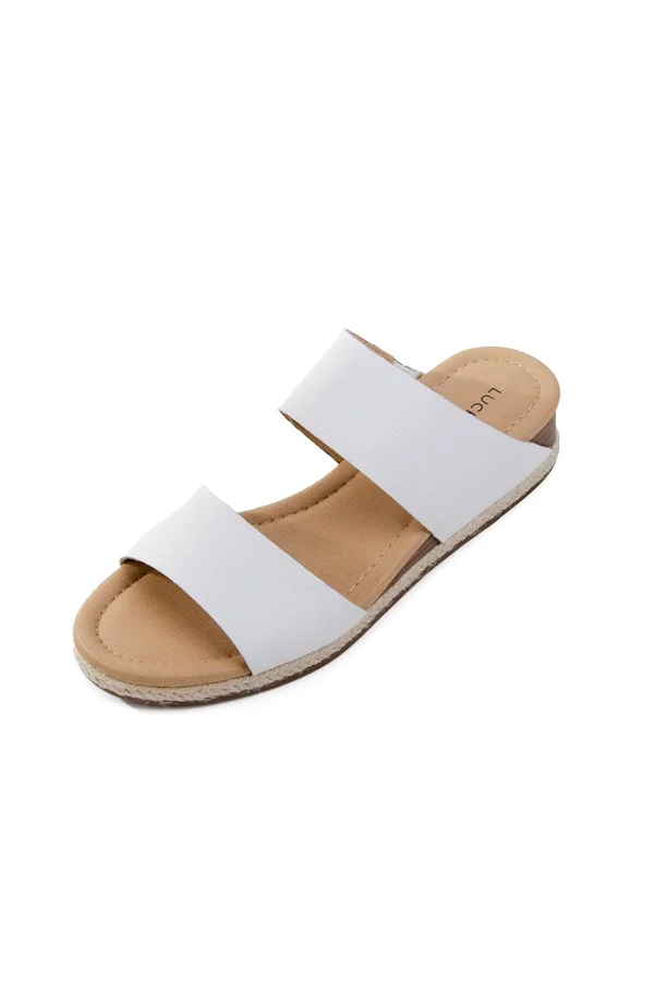 Women's Lucky Brand Wyntor Wedge Slide - Size: 7.5, White