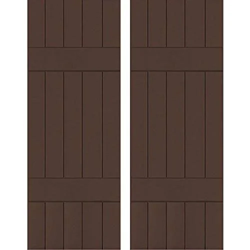 Noralco Industries, Inc. RWB18X025TBP 18x22W x 25x22H Exterior Five Board (2 Batten) Real Wood Pine Board-n-Batten Shutters (Per