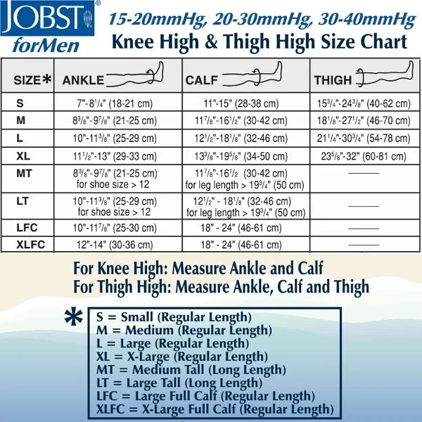 Jobst 115118 Mens 30-40 mmHg Closed Toe Knee High Support Socks - Size & Color- Brown Large