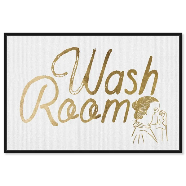 Oliver Gal 'Wash Room' Bath and Laundry Wall Art Framed Canvas Print Laundry - Gold, White - 24 x 16