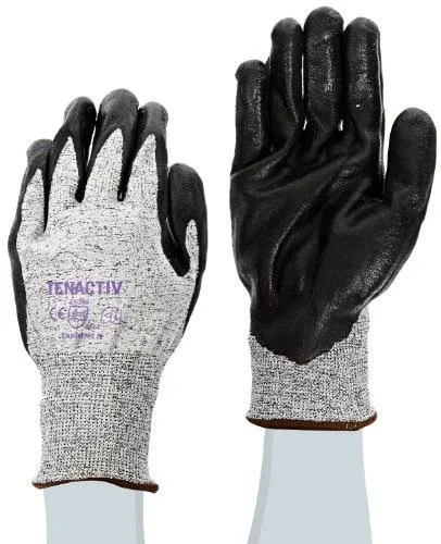 Superior STAFGFNT TenActiv Fibers/Fiberglass High Performance Glove with Black Foam Nitrile Palm - Cut Resistant, 13-Gauge Thickn
