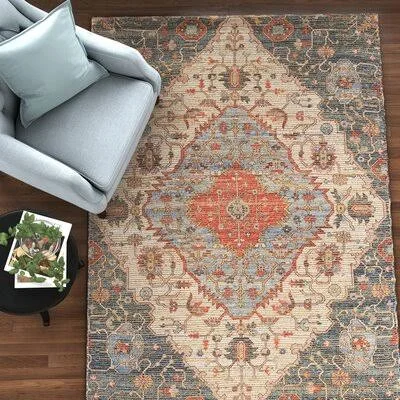 Gloucester Oriental Hand Woven Flatweave Blue/Red/Beige Area Rug Three Posts Rug Size: Rectangle 5& x 7&