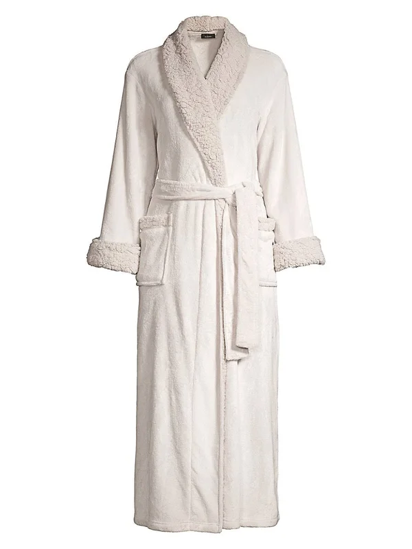 Natori Plush Long Robe - Ecru, Women's, Medium