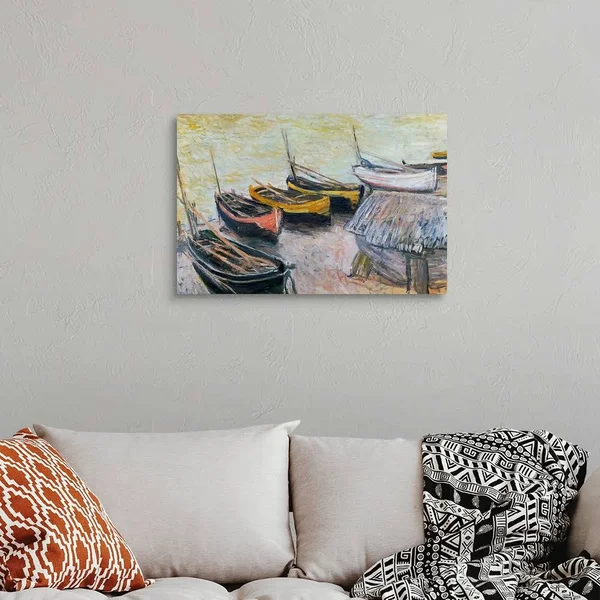 Boats on The Beach - 1883, Canvas Wall Art, 30x20, Great Big Canvas