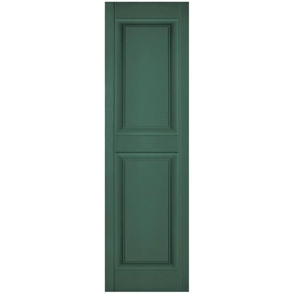 12 inchw x 52 inchh Lifetime Vinyl - Custom Two Equal Panels, Raised Panel Shutters, Forest Green