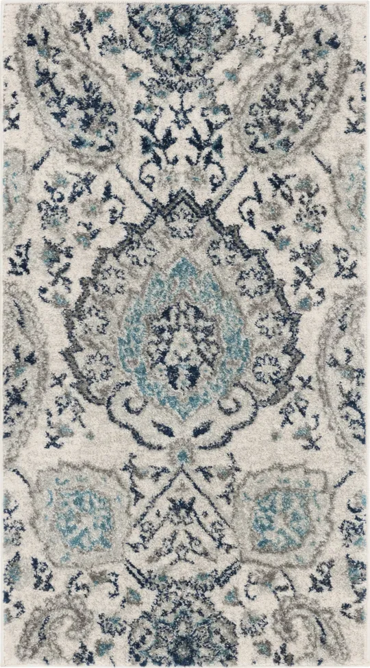 Safavieh MAD600C-222 Madison Power Loomed Runner Rug Cream & Light Grey - 2 ft.-3 in. x 22 ft.