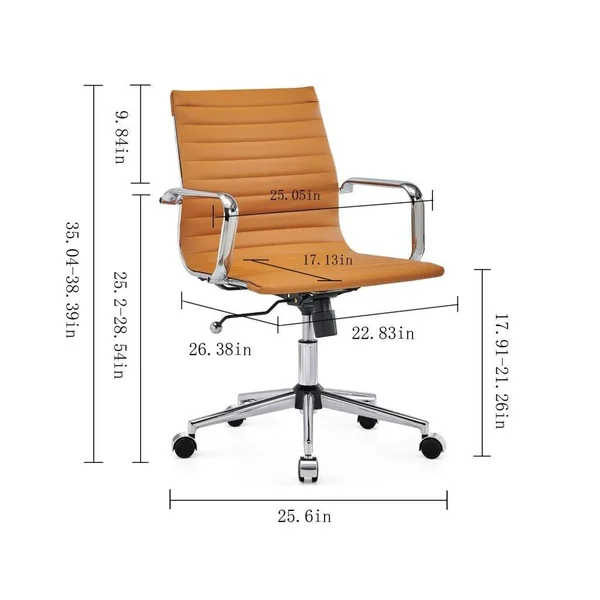 LUXMOD Mid Back Office Chair - Adjustable Swivel Chair, Ergonomic Desk Chair for Extra Back & Lumbar Support. - White