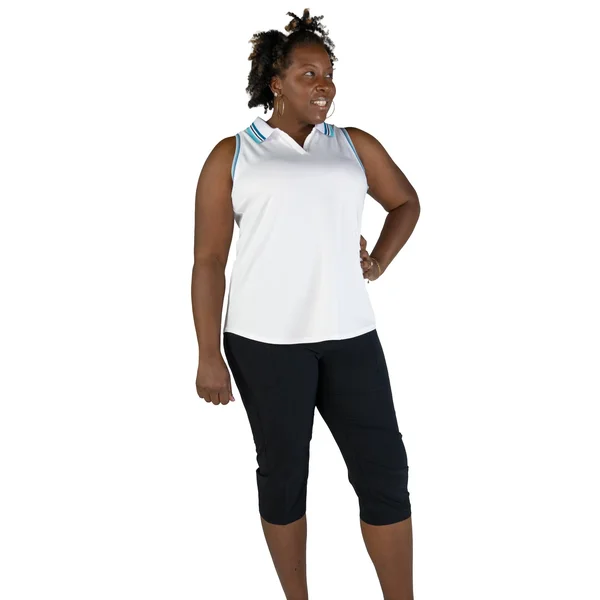 Jofit Women's Cutaway Rib Trim Polo Shirt in White Size X-Small
