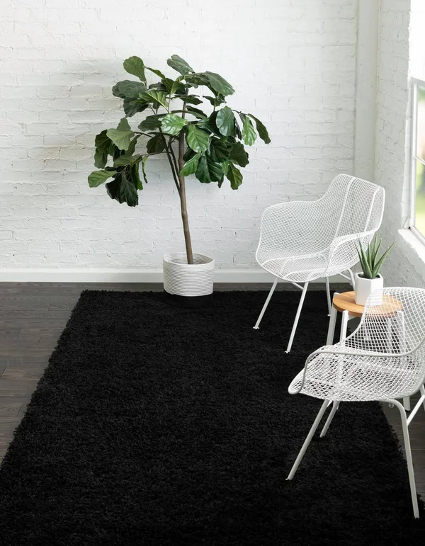 Unique Loom Everyday Solid Shag Area Rug (Black - 8& 0 x 10& 0)