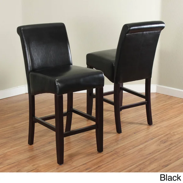 Milan Faux Leather Counter Stools (Set of 2) (Black) - Monsoon