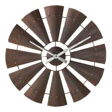 Windmill Metal Clock - 24x22Dia - Black Forest Decor