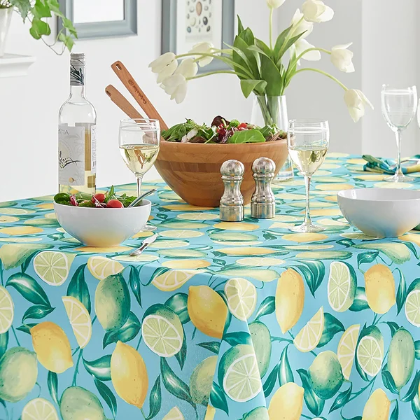 Elrene Oblong Lemon Grove Stain Resistant Indoor Outdoor Tablecloth