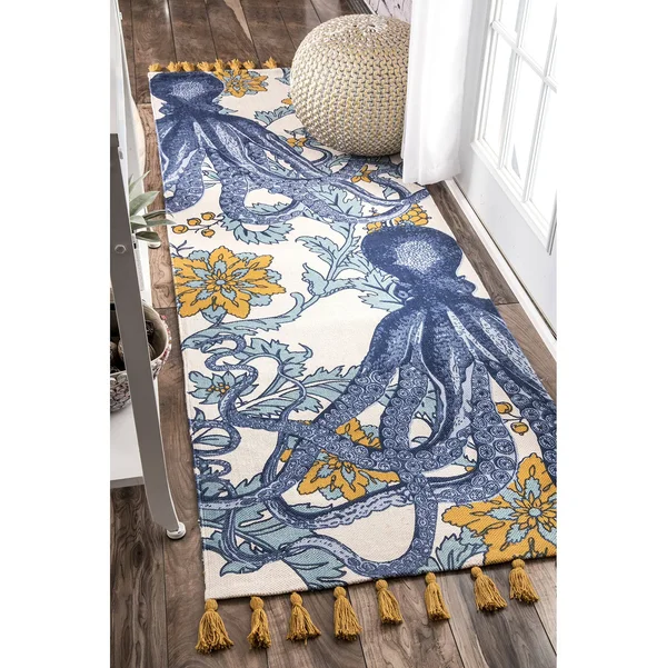nuLOOM Rugs Thomas Paul Flatweave Cotton Octopus Multi 2& 8x22 x 10& Runner Rug