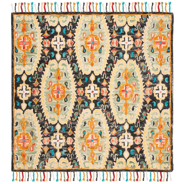 Safavieh 6& x 6& Square Blossom BLM454A Charcoal Gold Rug