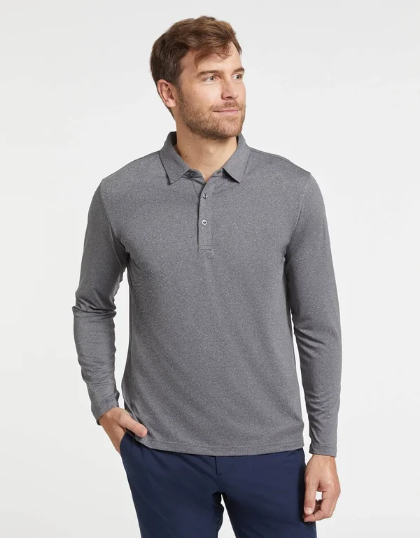 Solbari UPF 50+ Men's Sun Protection Long Sleeve Polo Fitness Shirt - UV Protection - Sun Protective