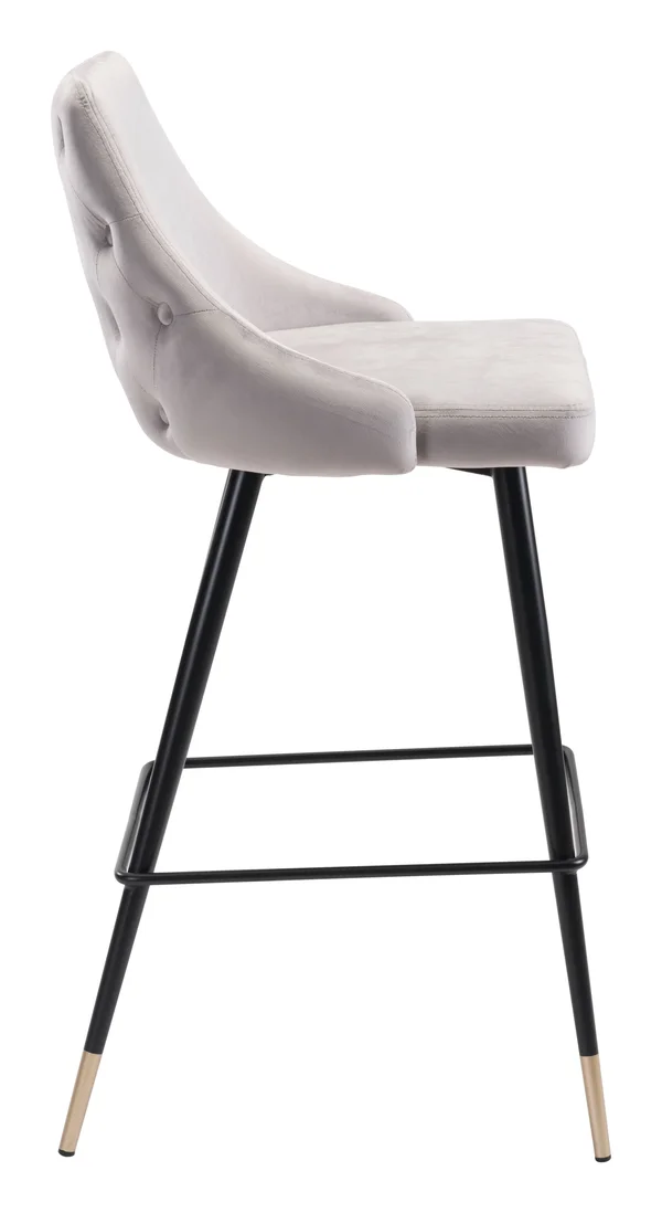 Posano Velvet Bar Height Bar Stool - Gray by Ashley HomeStore