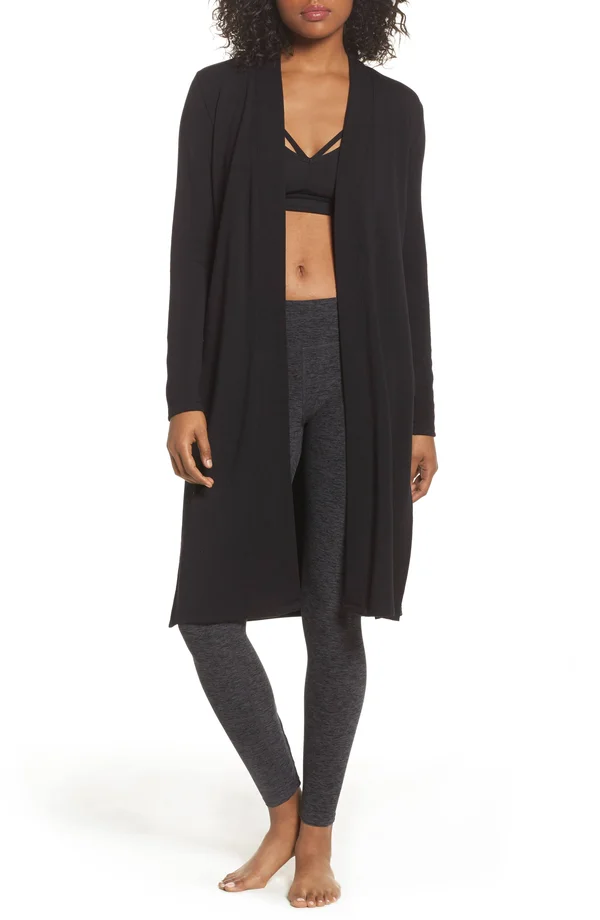 Beyond Yoga High Slits Long Duster Black, S