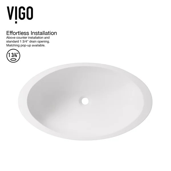 Vigo Wisteria Matte Stone Vessel Bathroom Sink Set with Norfolk Faucet VGT1283