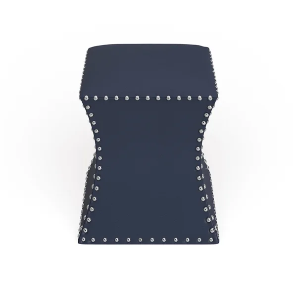 The Curated Nomad Hastings Faux Leather Ottoman, Blue