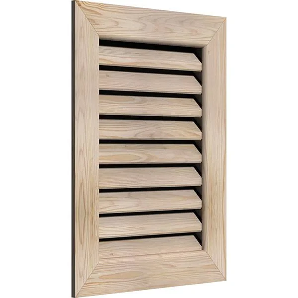 Ekena Millwork 14-in W x 22-in H Vertical Gable Vent (19-in W x 27-in H Frame Size): Unfinished - Functional, Smooth Pine Gable V