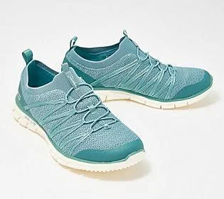 Skechers Stretch-knit Bungee Slip-On Sneakers - Glider Tuneful, Size 6-1/2 Medium, Sage