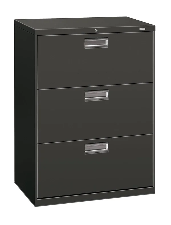 HON 600 Series Three-Drawer Lateral File 30W x 19-1/4d Charcoal