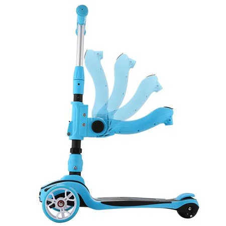 3 in 1 Kids Children Scooter 3 Wheel Kick Scooter with Adjustable Height Removable & Adjustable Seat - T-Handlebar and LED Light