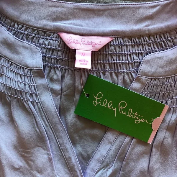 Lilly Pulitzer Womens Elsa Silk Top (Light Lilac Verbena) (Size M)