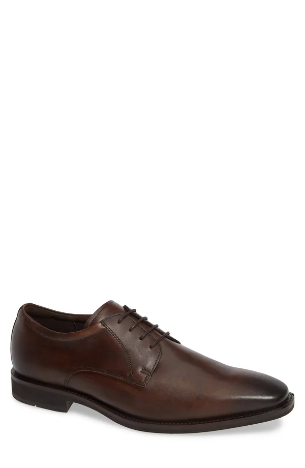 Ecco Calcan Plain Toe Tie Men's Shoes Cocoa Brown : 45 (US Men's 11-11.5) M