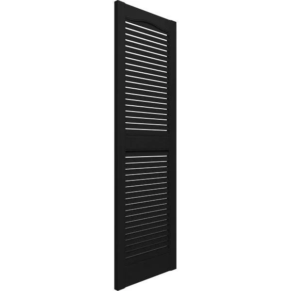 Ekena Millwork LL1S14X06700BL 14 1/2x22W x 67x22H Lifetime Vinyl - Standard Cathedral Top Center Mullion, Open Louver Shutters, w