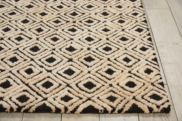 Nourison Deco Mod Dec02 5&3x22 x 7&4x22 Black - Beige Area Rug