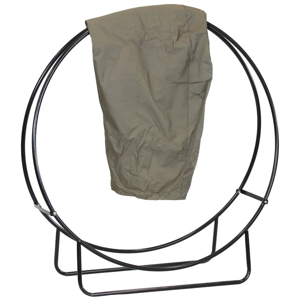 Sunnydaze 48-Inch Steel Firewood Log Hoop w/ Khaki Cover