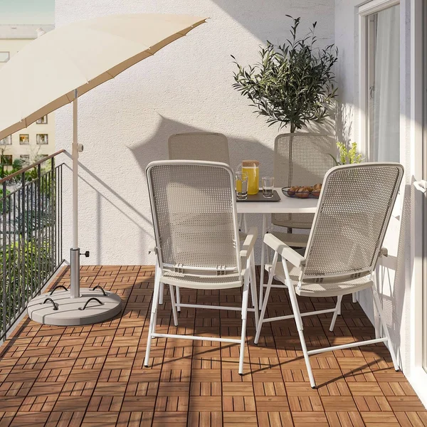 IKEA - TORPAR? Table + 4 Reclining Chairs - Outdoor, White/Beige, 51 1/8