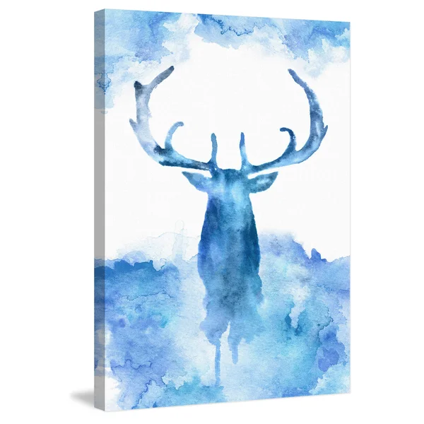 Marmont Hill - Blue Moose Painting Print on Wrapped Canvas, Blue
