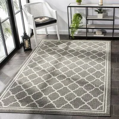 Adeleine Geometric Dark Grey/Beige Area Rug Winston Porter Rug Size: Rectangle 6& x 9&