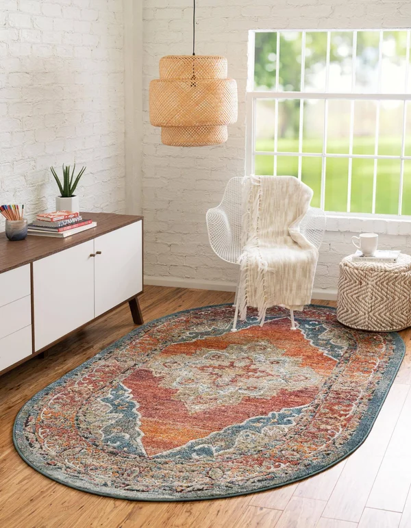 Unique Loom Isabella Rossellini Area Rug (5& 0 x 8& 0 Oval - Rust Red)