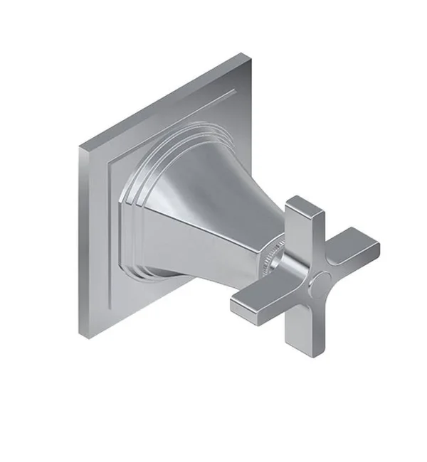 Graff Finezza Uno M-Series 3 1/2x22 Three Way Diverter Valve Trim Plate with Cross Handle in Polished Nickel - SKU: G-8074-C15E1