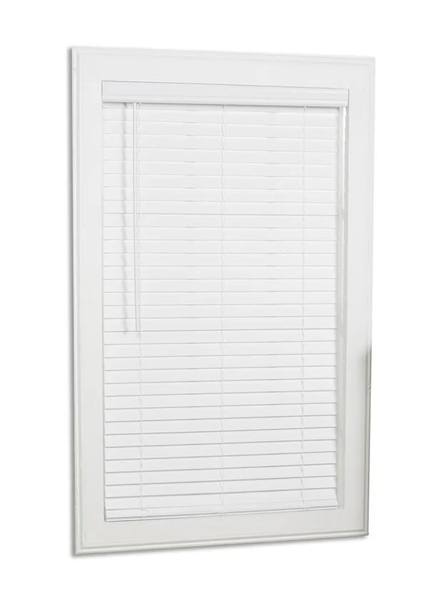Allen + Roth 2-in Slat Width 20.5-in x 84-in Cordless White Faux Wood Room Darkening Full-view Standard Horizontal Blinds - 18JW