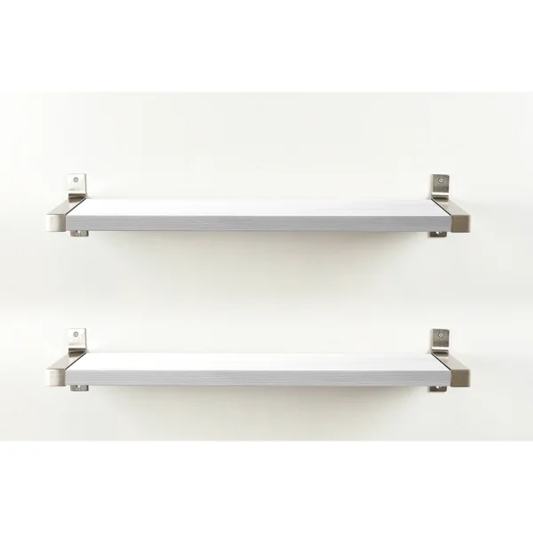 Industrial Modern Wood 2-Piece Wall Shelf Set Weathered Gray 26 x 7.75